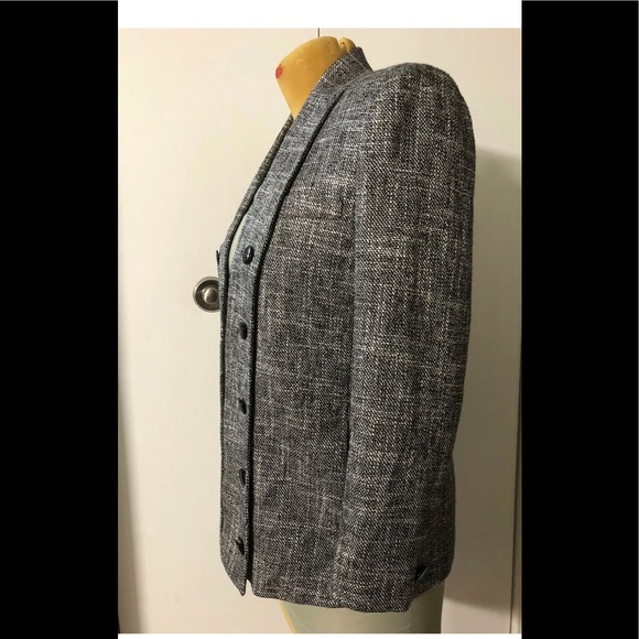 Allison Gail Tweed Blazer Sz 12 Vintage Open Front Officially Career Gray - Picture 6 of 12
